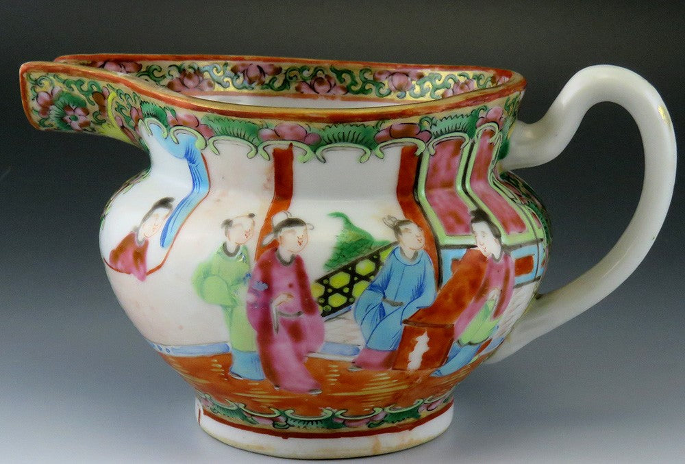 Antique Chinese Porcelain Bird Butterfly Famille Rose Mandarin Creamer Pitcher