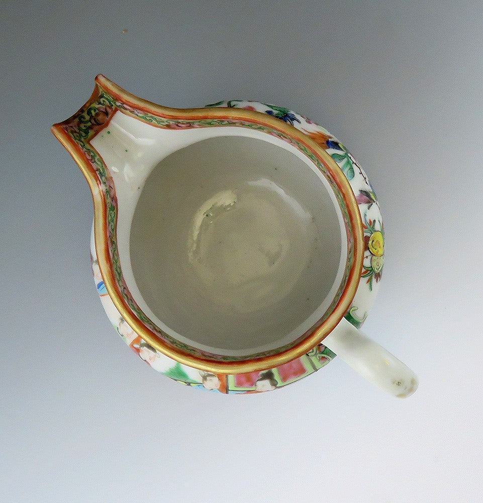 Antique Chinese Porcelain Bird Butterfly Famille Rose Mandarin Creamer Pitcher
