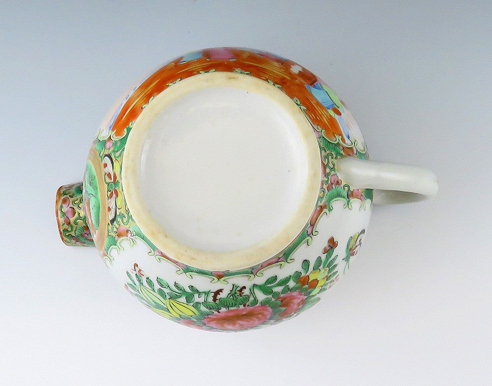 Antique Chinese Porcelain Bird Butterfly Famille Rose Mandarin Creamer Pitcher