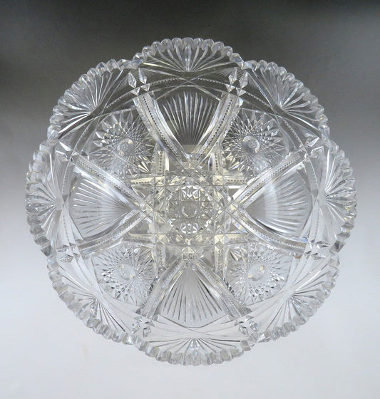 Huge ABP American Brilliant Cut Crystal Glass Punch Centerpiece Bowl