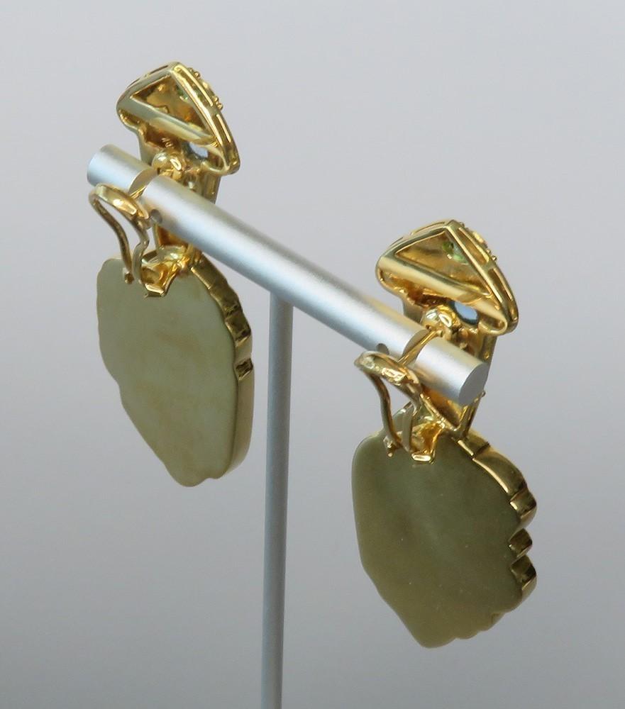 OOAK Paula Crevoshay 18k Gold Aquamarine Slice Sapphire Tourmaline Earrings