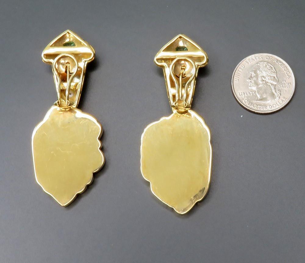 OOAK Paula Crevoshay 18k Gold Aquamarine Slice Sapphire Tourmaline Earrings