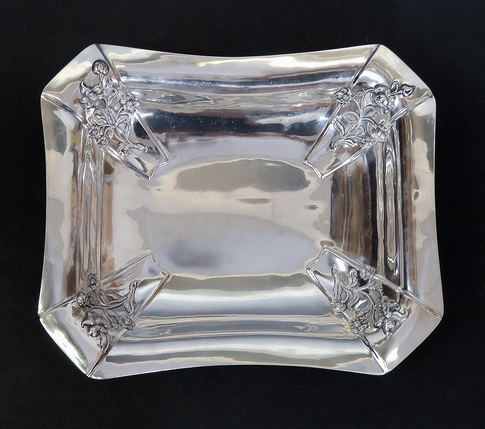 Fine 1840 Antique Vienna Austria Hand Chased Very Large Silver Bowl or Tray