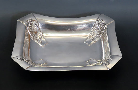 Fine 1840 Antique Vienna Austria Hand Chased Very Large Silver Bowl or Tray