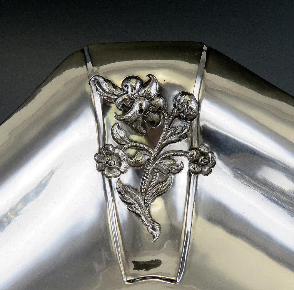 Fine 1840 Antique Vienna Austria Hand Chased Very Large Silver Bowl or Tray