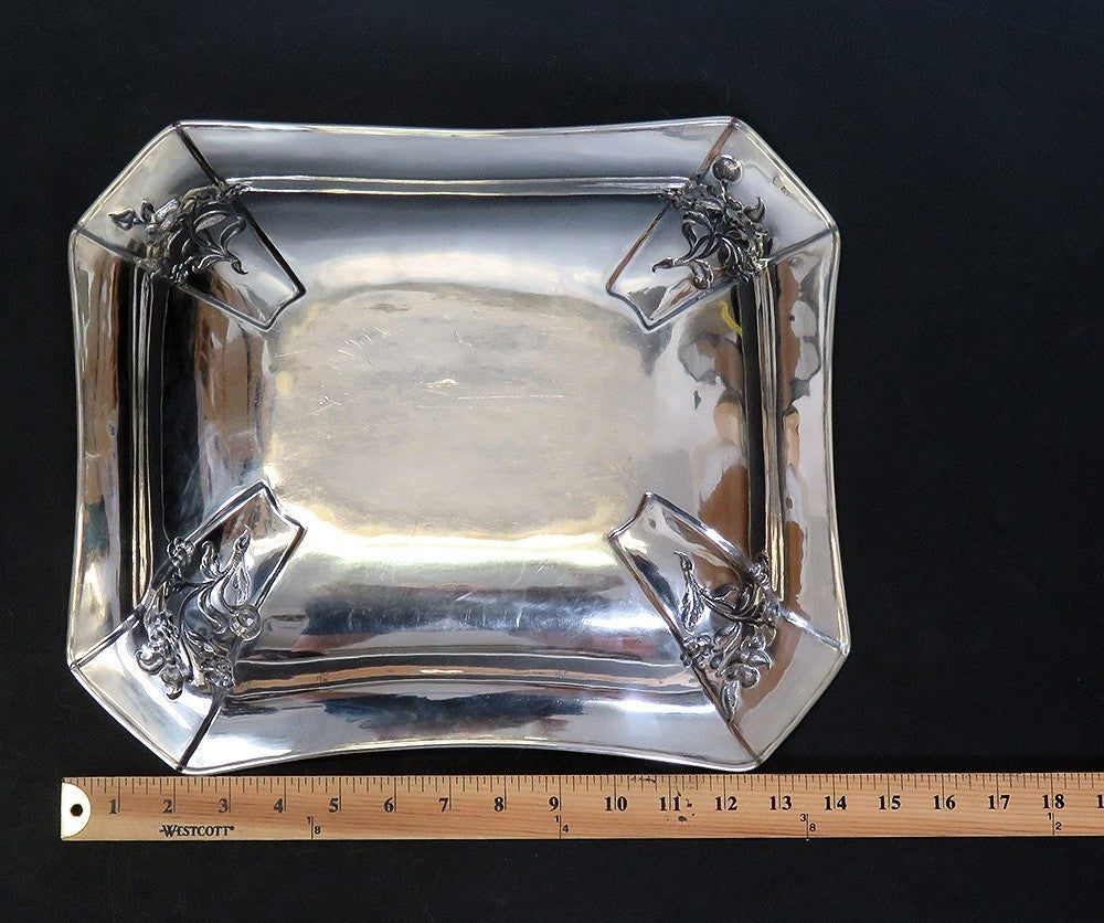 Fine 1840 Antique Vienna Austria Hand Chased Very Large Silver Bowl or Tray