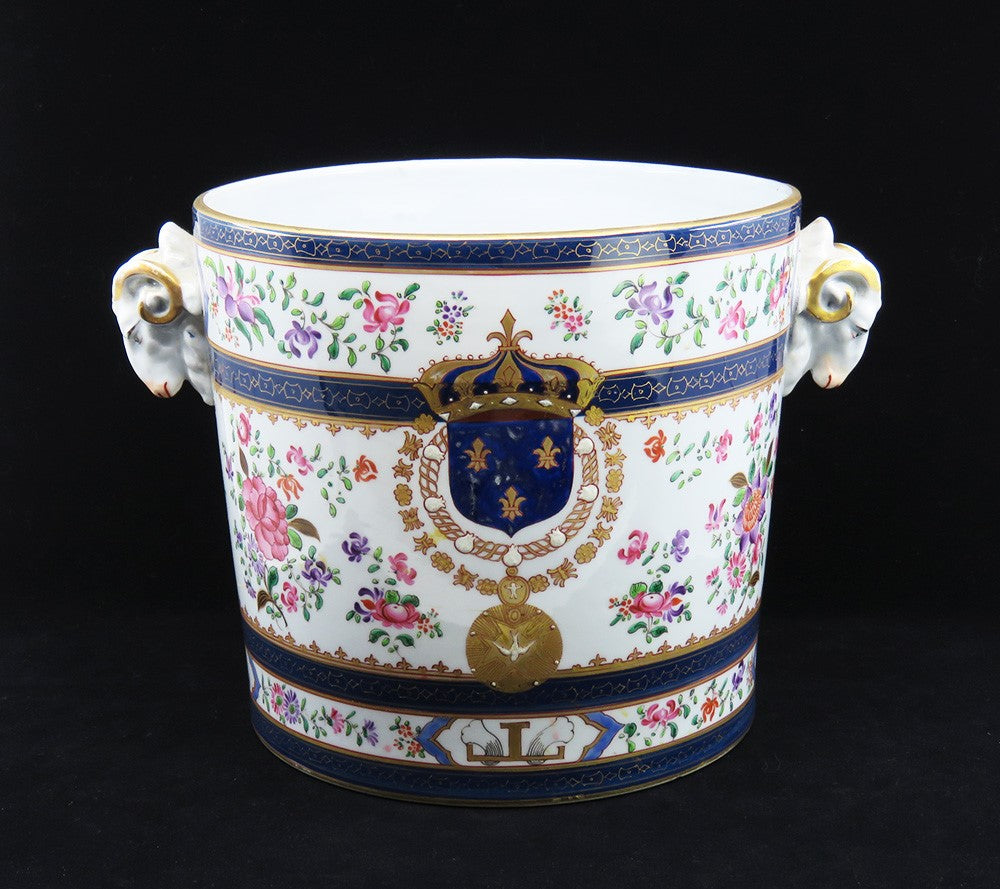 Superb Mid/Late 1800s French Ram's Head Armorial Wine Cooler Champagne Bucket