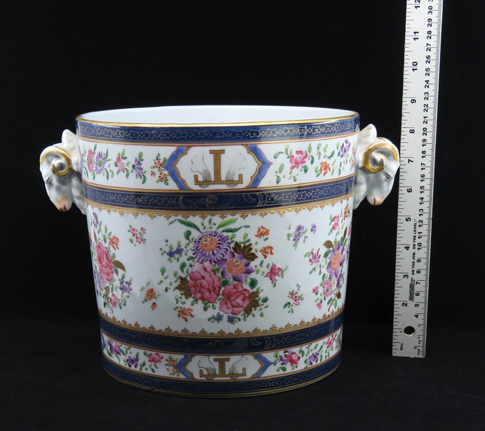 Superb Mid/Late 1800s French Ram's Head Armorial Wine Cooler Champagne Bucket