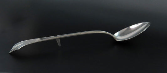 Large c1870 American Sterling Silver Bright Cut Platter Stuffing Serving Spoon