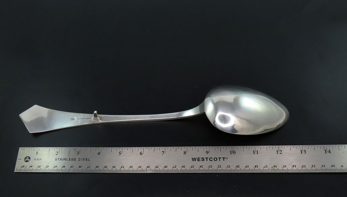Large c1870 American Sterling Silver Bright Cut Platter Stuffing Serving Spoon