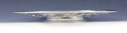 Antique Art Nouveau Gorham Pierced Sterling Silver Flower Footed Dish Tray 11"