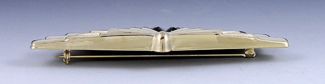 Modern 14k Yellow Gold Folding Fan Shaped Pin/Brooch