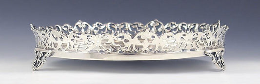 Lovely Engraved Portuguese .833 Silver Footed Gallery Tray Oporto 9" Diameter