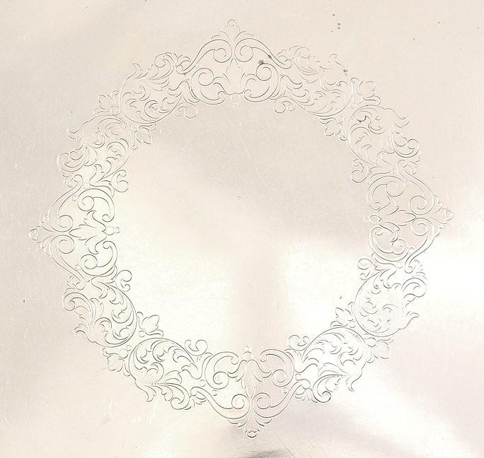 Lovely Engraved Portuguese .833 Silver Footed Gallery Tray Oporto 9" Diameter
