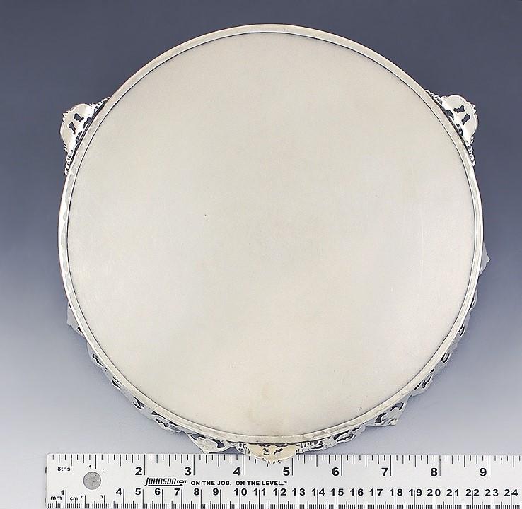 Lovely Engraved Portuguese .833 Silver Footed Gallery Tray Oporto 9" Diameter