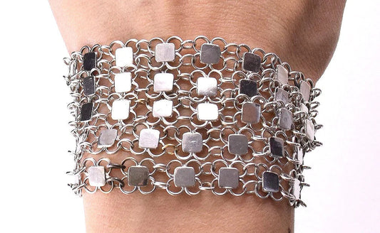 Beautiful Antique Austrian 800-900 Purity Silver 5-Strand Bracelet 6.5 Inches