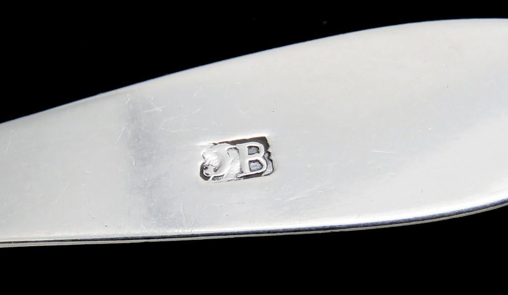 Lovely Coin Silver Pointed End Teaspoon CJ Mono 5 1/8 inches