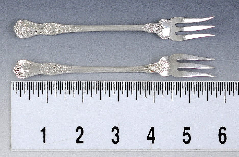10 Antique c1895 Sterling Silver Gorham New Queens Seafood Cocktail Forks
