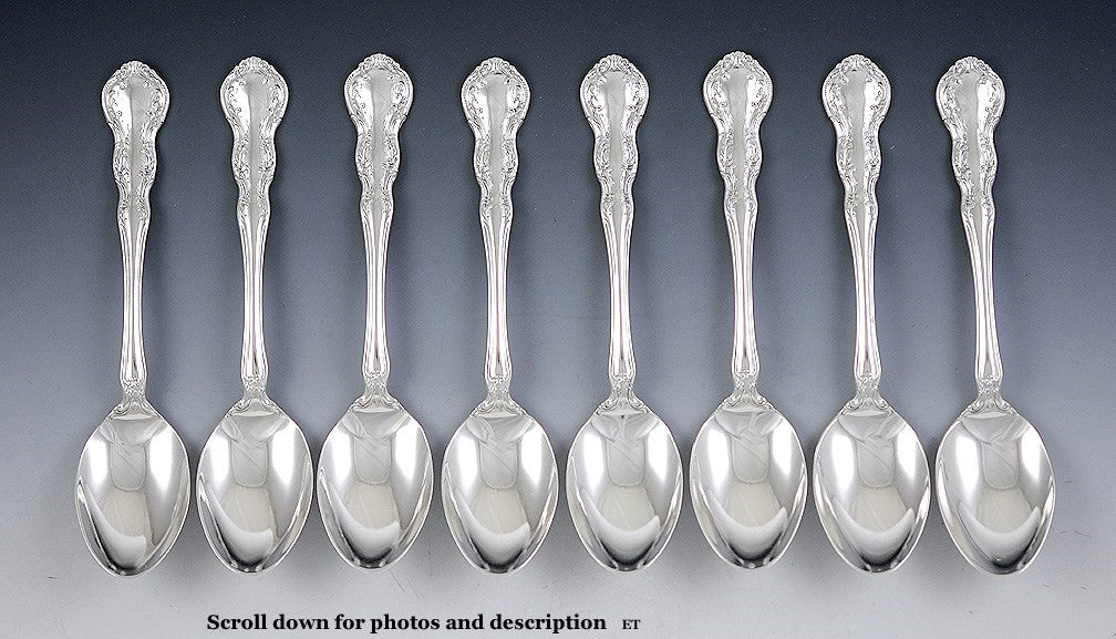 8 Sterling Silver Teaspoons by Wallace in the Irving / Old Atlanta Pattern