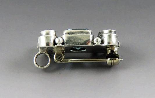 Gorgeous VTG Artisan Sterling Silver Blue Topaz Iolite Amethyst Pendant Brooch