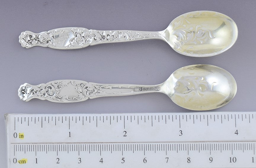 Great set 10 Whiting Sterling Silver Heraldic Demitasse / Chocolate Spoons