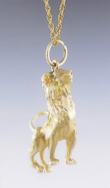 Charming Realistic 14k Yellow Gold Lion Pendant Charm