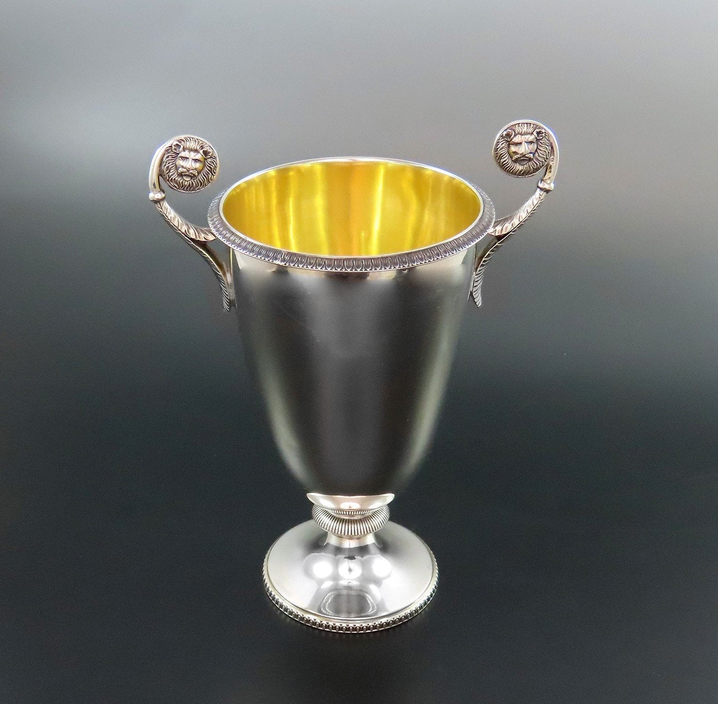 Nice English Sterling Silver Trophy Cup Gilded Interior No Mono 6 7/8" Tall
