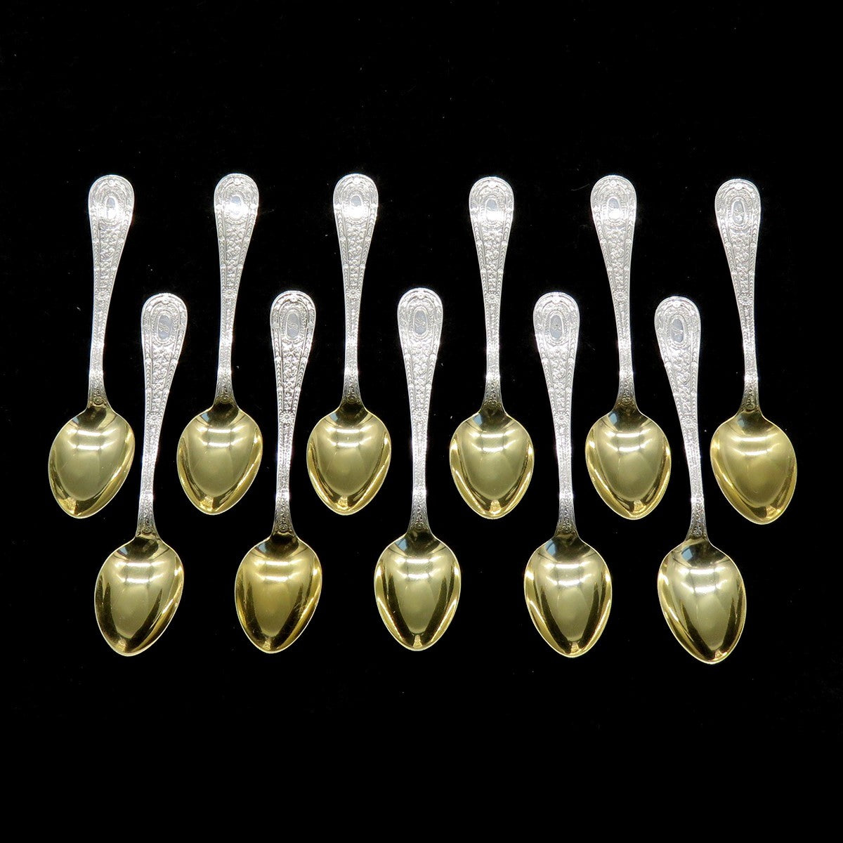 11 Antique Whiting Laureate 1890 Sterling Silver Demitasse Spoons