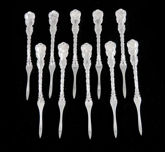 10 Antique Sterling Silver Whiting Louis XV Lobster Seafood Nut Picks