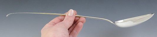 Antique 1790 Scottish Sterling Silver Serving Platter Stuffing Spoon 13"