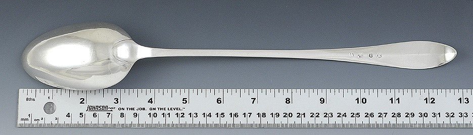 Antique 1790 Scottish Sterling Silver Serving Platter Stuffing Spoon 13"