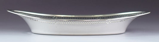 c1920 Tiffany & Co Sterling Silver Pierced Oval Bread Bowl Tray Dish 6.5 X 11.5