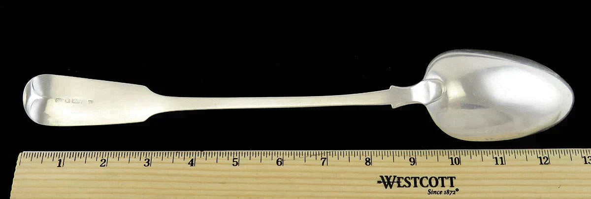Antique c1790 Chinese Export Silver Fiddle Pattern Serving/Stuffing Spoon 13"