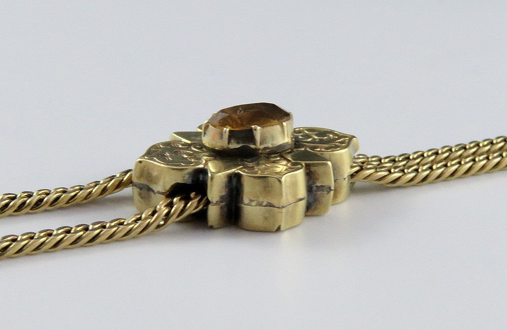 Neat Victorian c1860s 10k Gold Slide Charm Watch Chain Necklace
