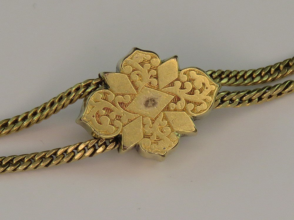 Neat Victorian c1860s 10k Gold Slide Charm Watch Chain Necklace