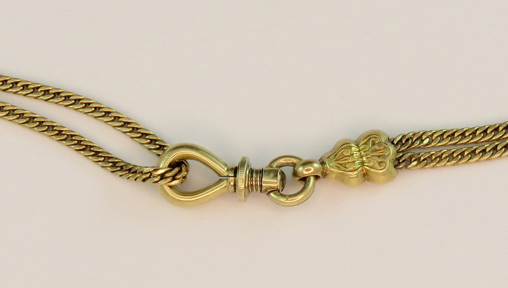 Neat Victorian c1860s 10k Gold Slide Charm Watch Chain Necklace