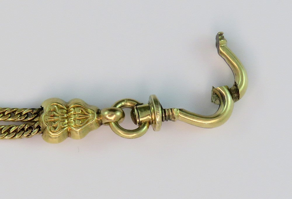 Neat Victorian c1860s 10k Gold Slide Charm Watch Chain Necklace