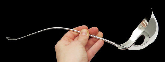 Large Wood Hughes Zephyr Sterling Silver Punch Soup Ladle 12 3/4 inches