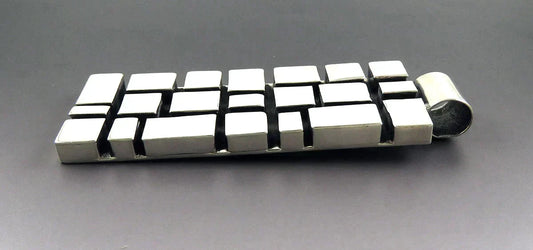 Stunning Large Sterling Silver Geometric Rectangular Statement Pendant