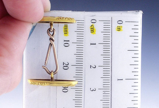 Handsome Pair Antique Victorian 10k Yellow Gold Scroll Cufflinks