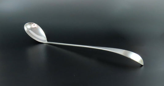 Elegant Stone Sterling Silver Long Handle Serving Spoon Pointed End 12 Inches
