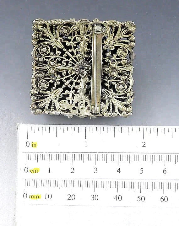 Nice Antique Austro Hungarian Silver Garnet Turquoise Enamel Pin/Brooch