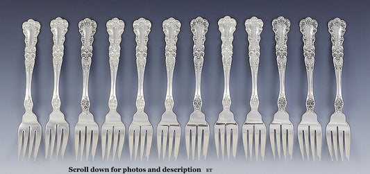 12 Antique Gorham Buttercup 1899 Sterling Silver Forks 6 1/4"