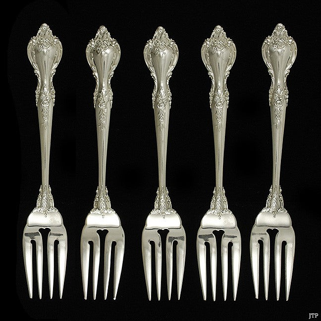 5 Lunt Delacourt Sterling Silver Salad Dessert Forks