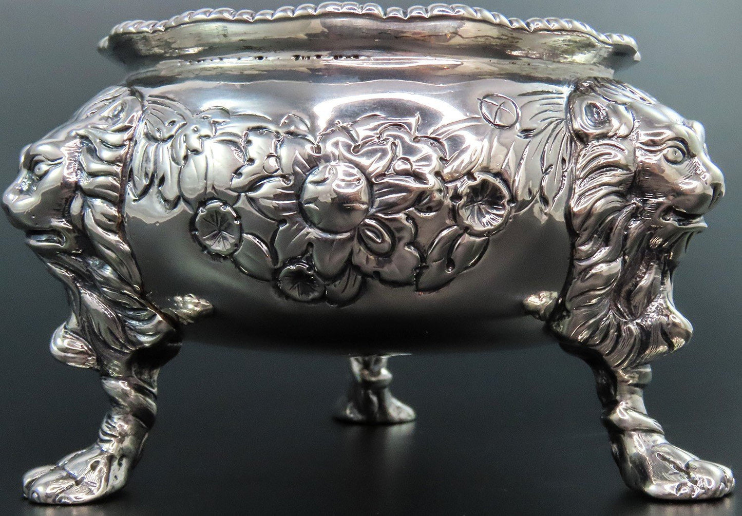 1815 English Sterling Silver Small Footed Bowl Lion Claw Feet 3 3/4" Diameter