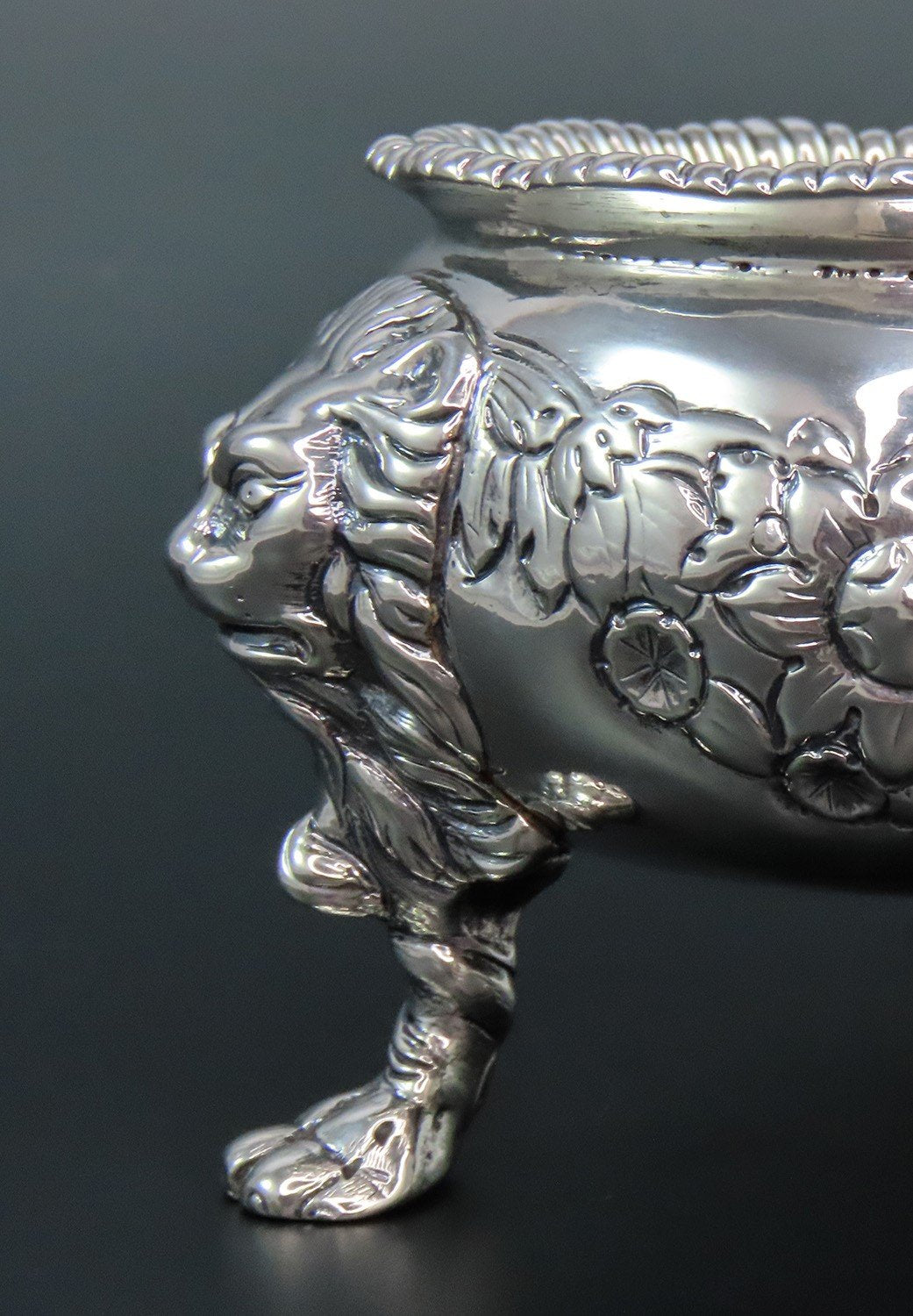 1815 English Sterling Silver Small Footed Bowl Lion Claw Feet 3 3/4" Diameter