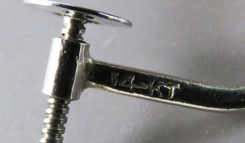 Vintage Retro 14K White Gold 11.2mm Mabe Pearl Screw-Back Earrings