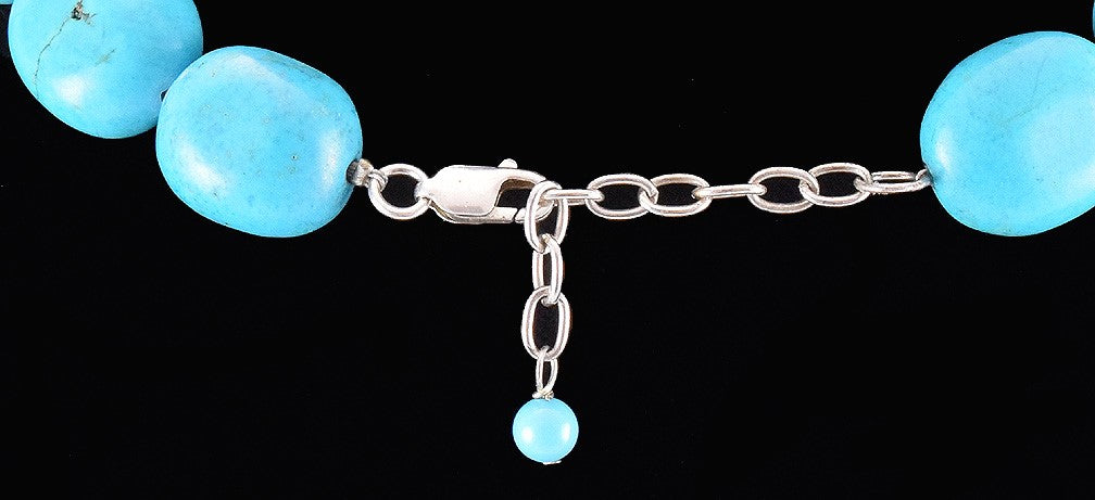Beautiful Modern Sterling Silver and Dyed Blue Magnesite Stone Collar Necklace