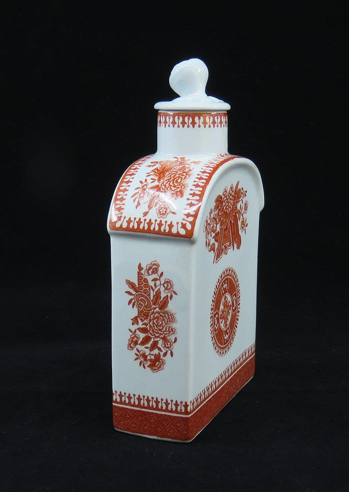 Fine c1920 Copeland Spode Fitzhugh Rust Red Tea Caddy Chinoiserie Bottle