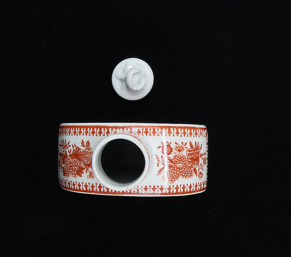 Fine c1920 Copeland Spode Fitzhugh Rust Red Tea Caddy Chinoiserie Bottle